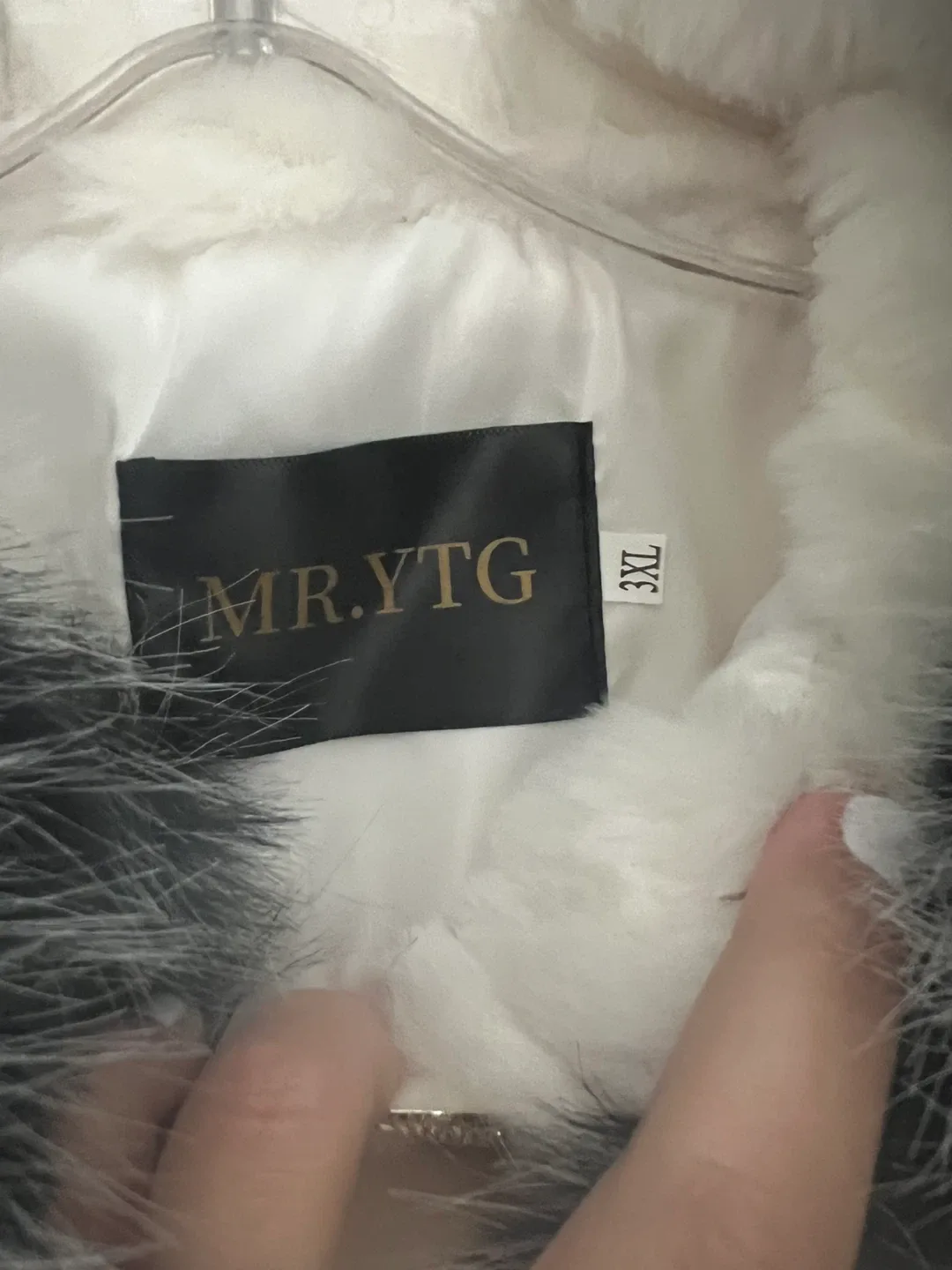 Faux Fur Coat - White with Black Trim image indicator(6)