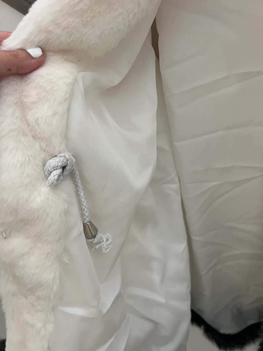 Faux Fur Coat - White with Black Trim image indicator(5)