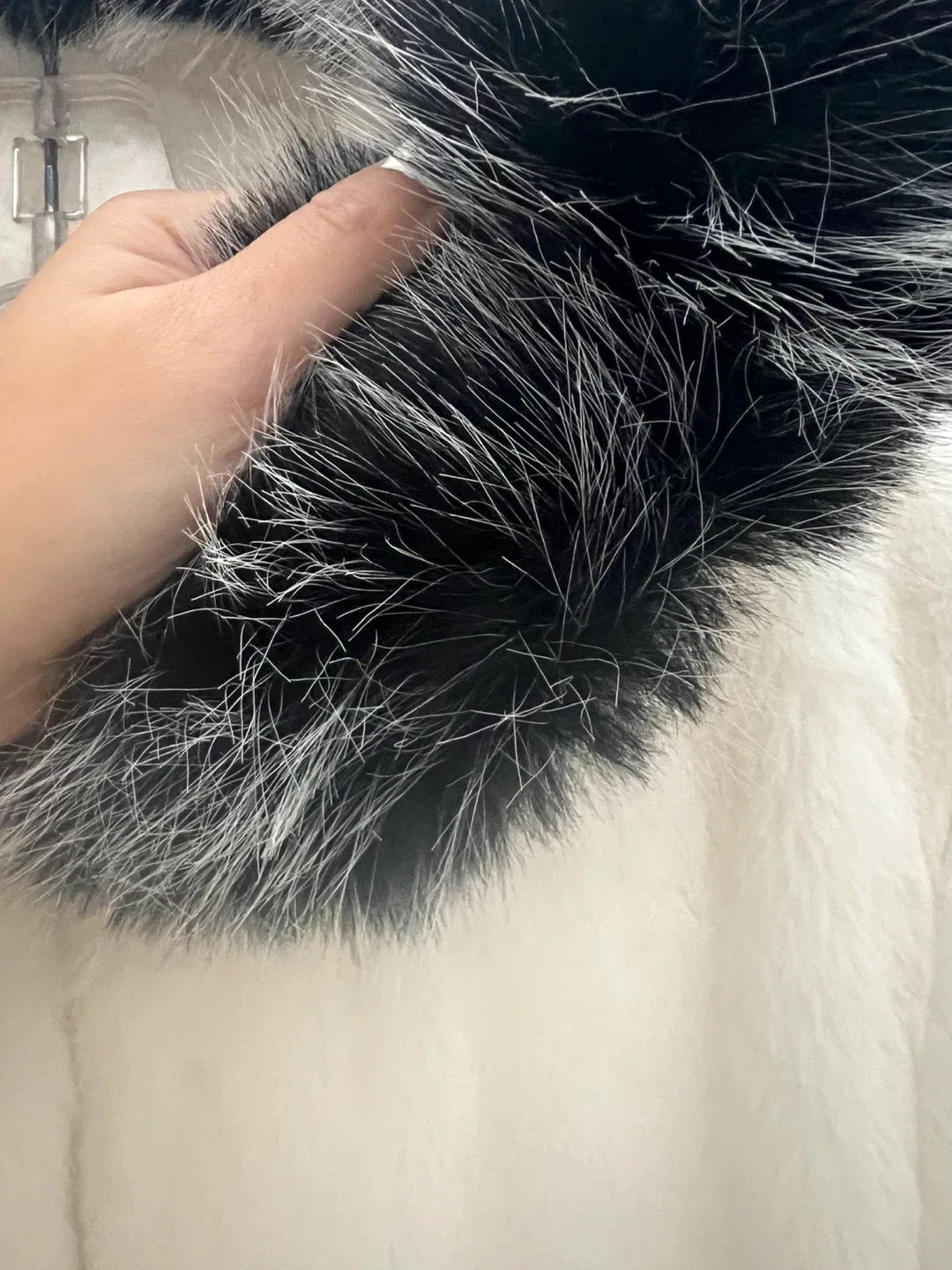 Faux Fur Coat - White with Black Trim image indicator(3)