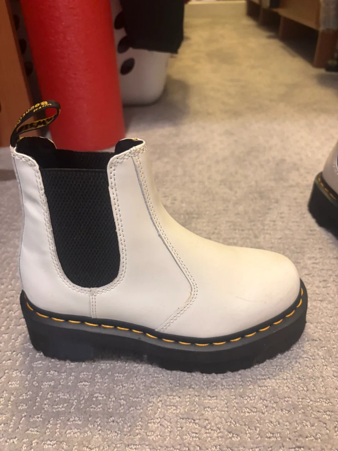 Dr. Martens 2976 Quad Chelsea Boots, White, Size 7 women’s