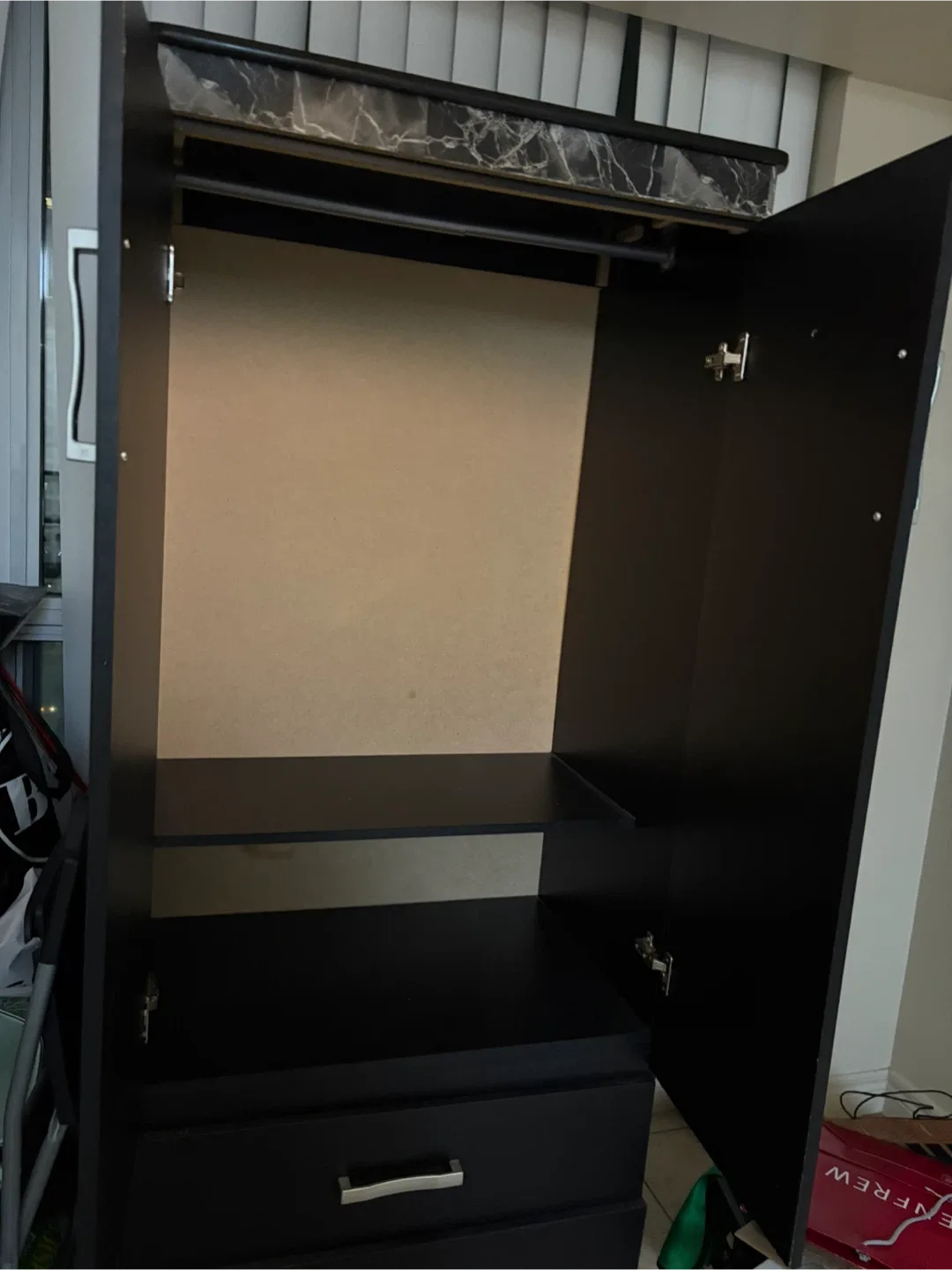 Black Wardrobe with Marble Top image indicator(2)