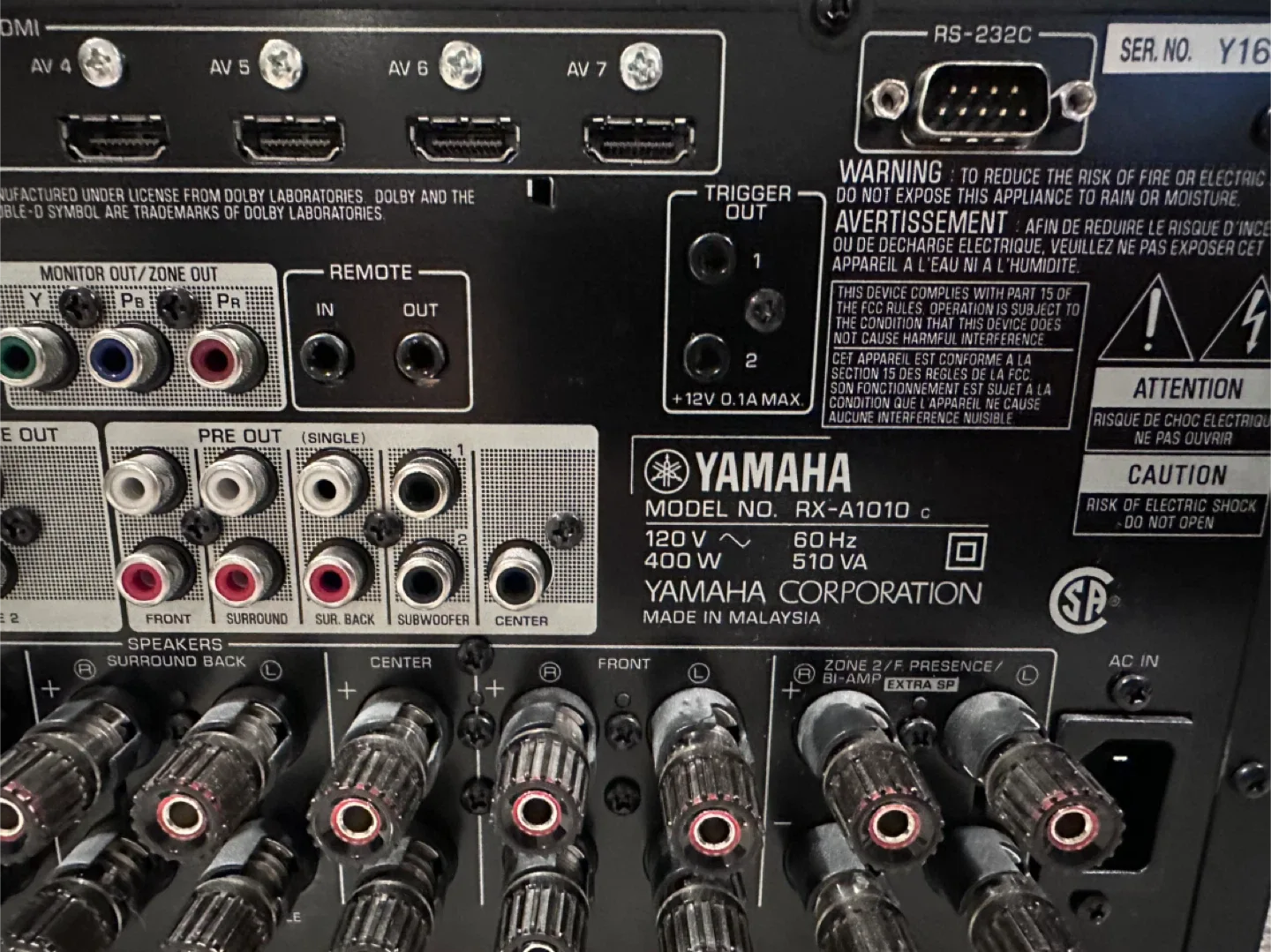 Yamaha RX-A1010 AV Receiver image indicator(4)