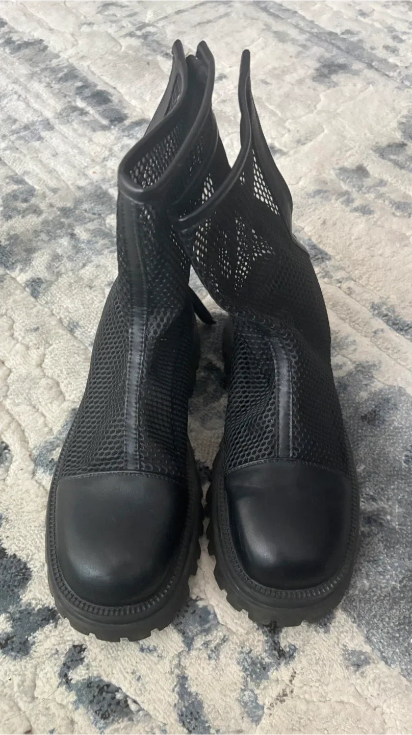 Black Mesh Ankle Boots for summer