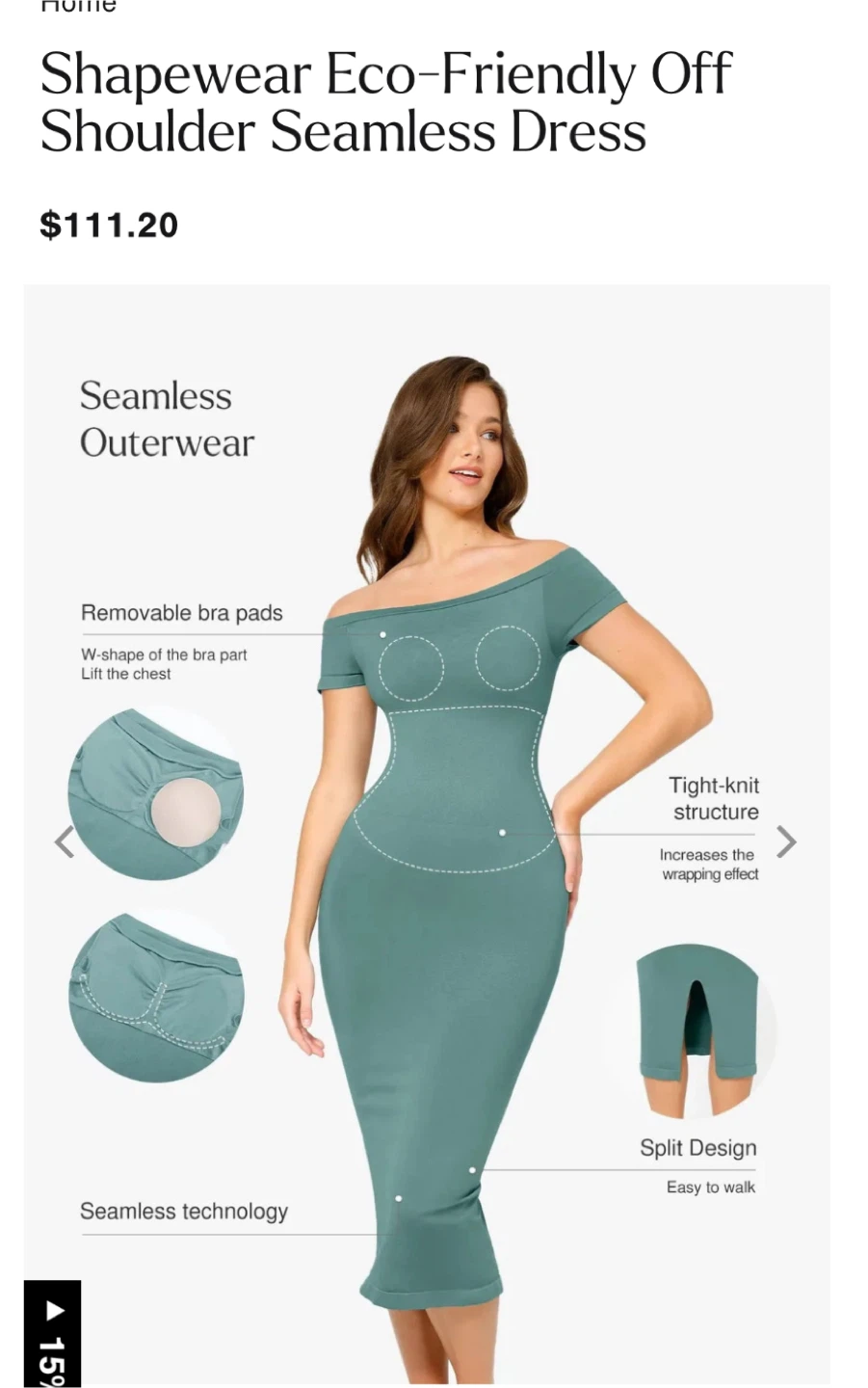 Shapewear Eco-Friendly Off Shoulder Seamless Dress - photo 4