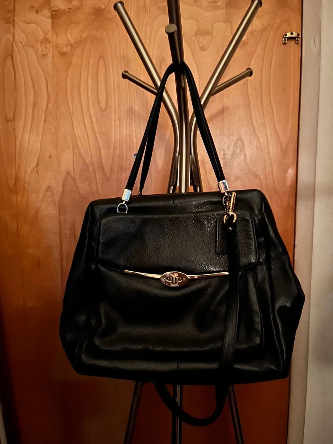 Coach Black Leather Tote Bag thumbnail