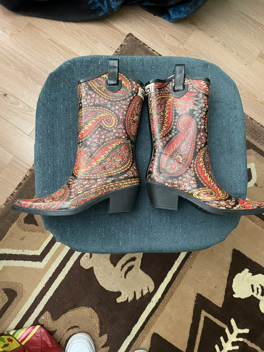Sloggers Waterproof Rain Boots, Paisley Pattern, Size 7