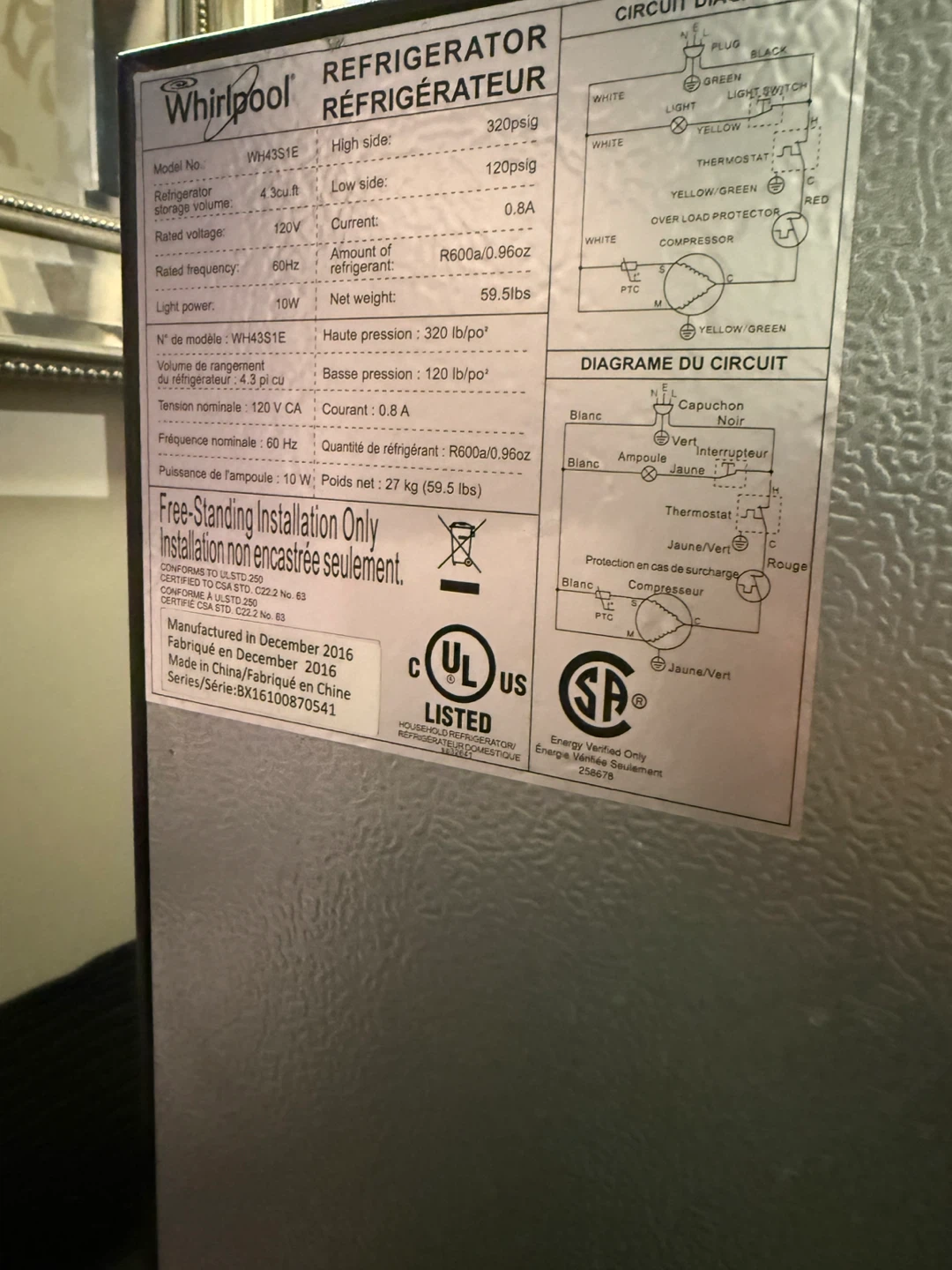 Whirlpool 4.3 cu.ft. Compact Refrigerator - Black - photo 3