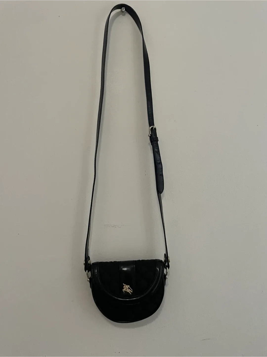 Authentic Vintage Burberry Black Nylon Crossbody Bag