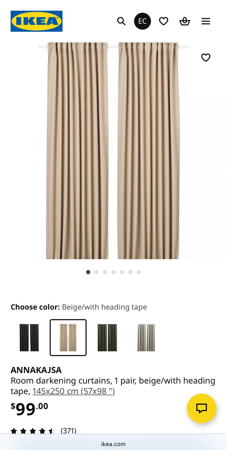 IKEA ANNAKAJSA Room Darkening Curtains - Beige