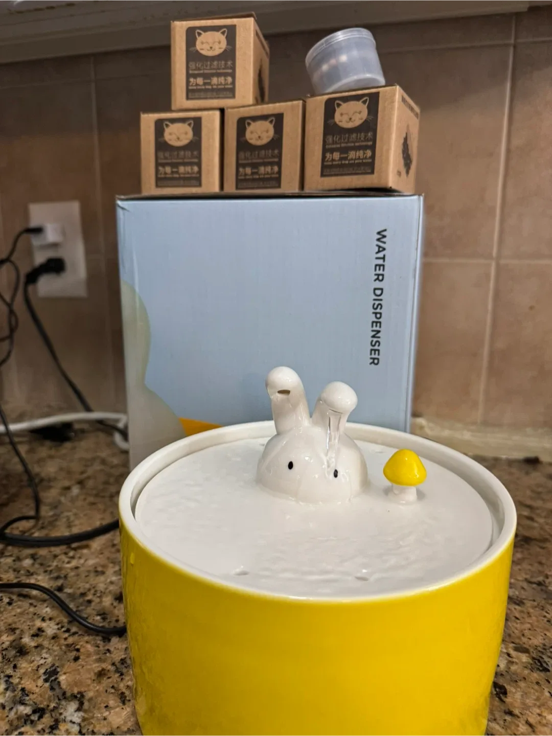 Yellow Ceramic Pet Water Fountain image indicator(7)