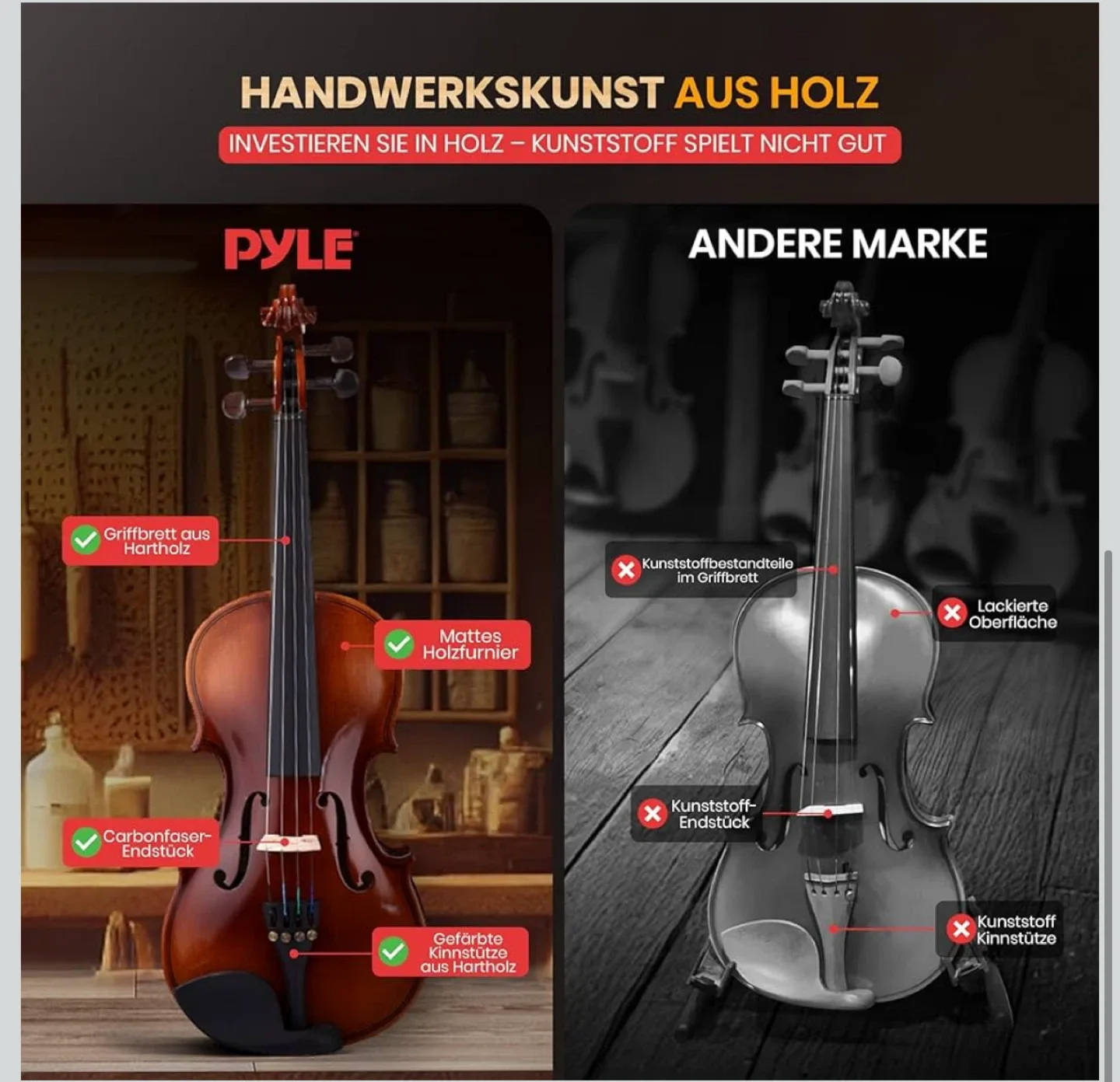 Pyle Beginner Violin Set - 1/4 Size image indicator(4)