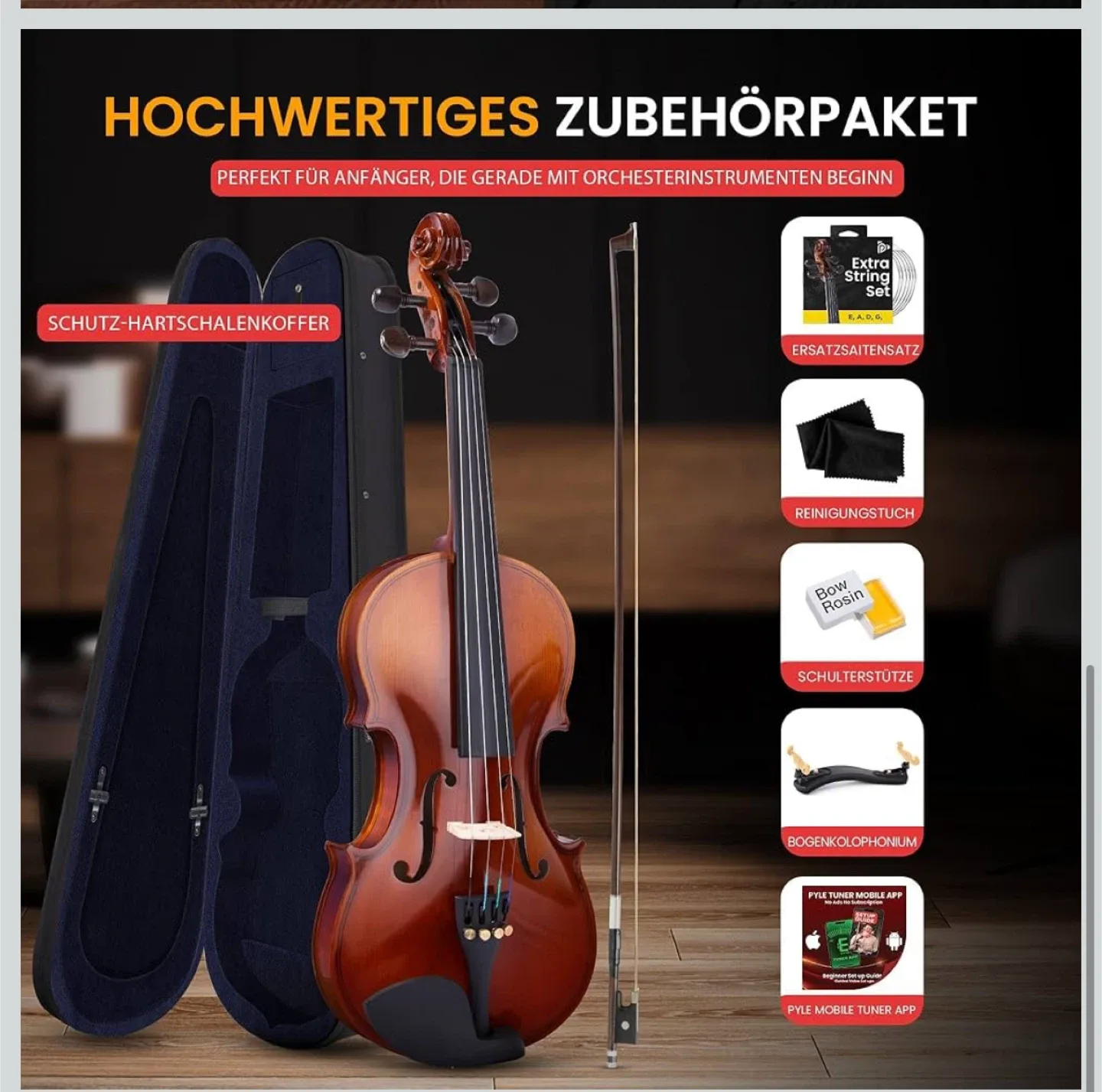 Pyle Beginner Violin Set - 1/4 Size image indicator(5)