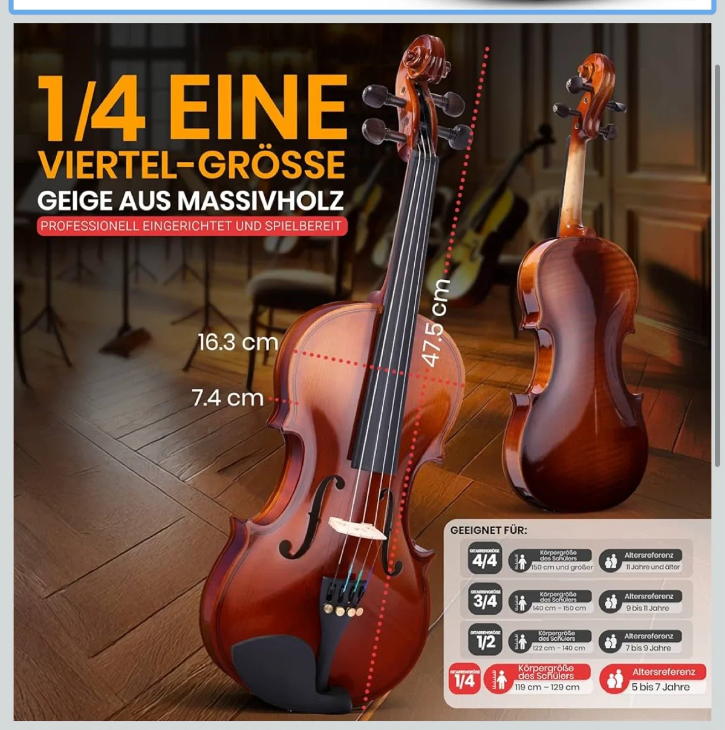 Pyle Beginner Violin Set - 1/4 Size image indicator(2)