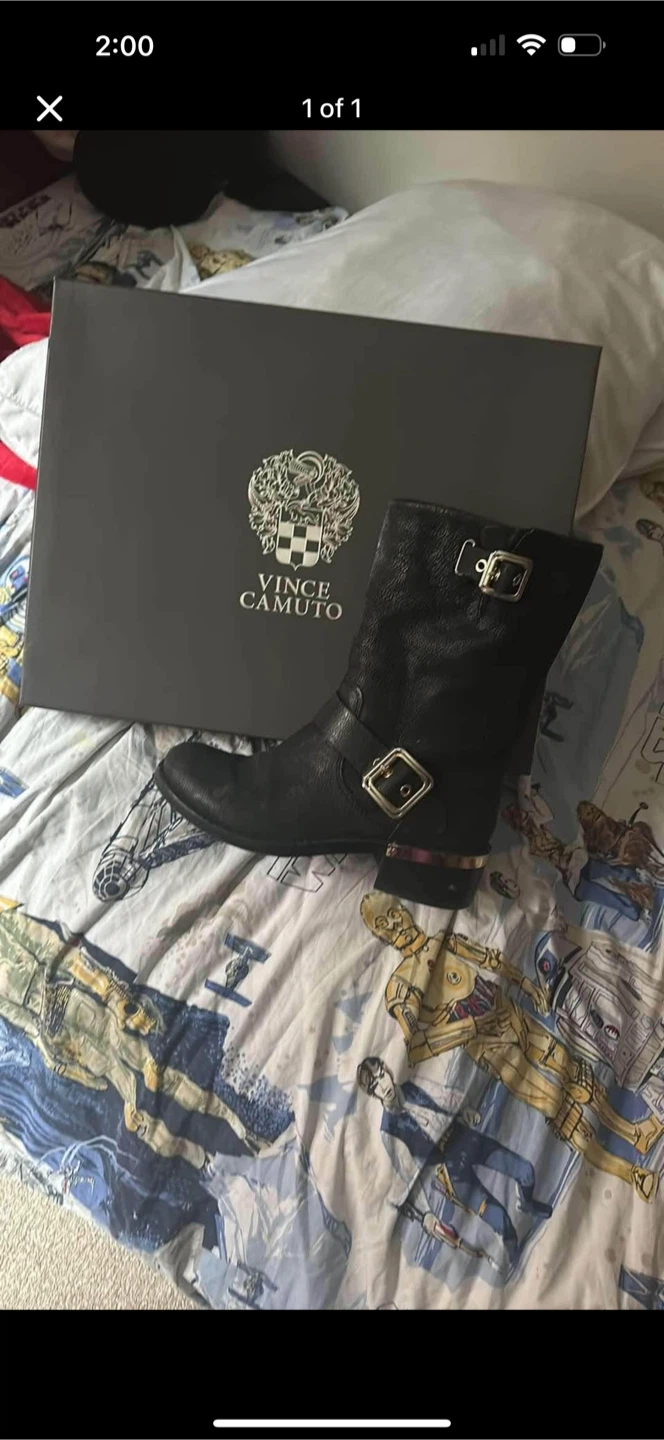 Vince Camuto Black Leather Boots with Box