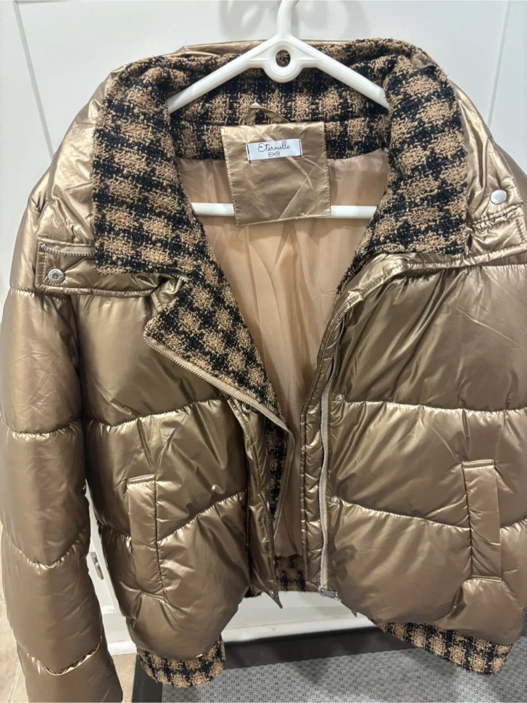 Eternelle Gold Puffer Jacket size Large image indicator(2)