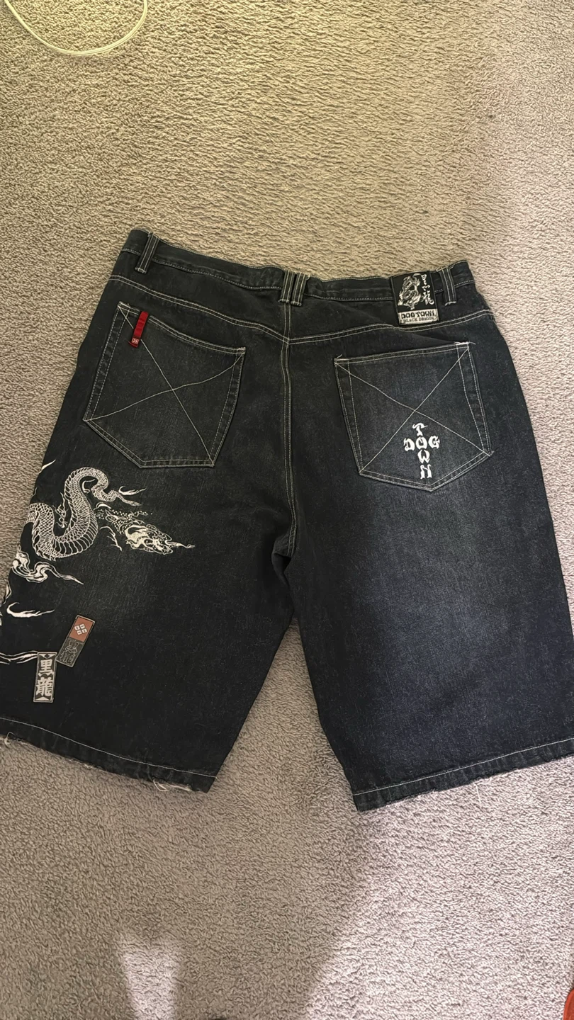 Dogtown Dragon Embroidered Denim Shorts - photo 2