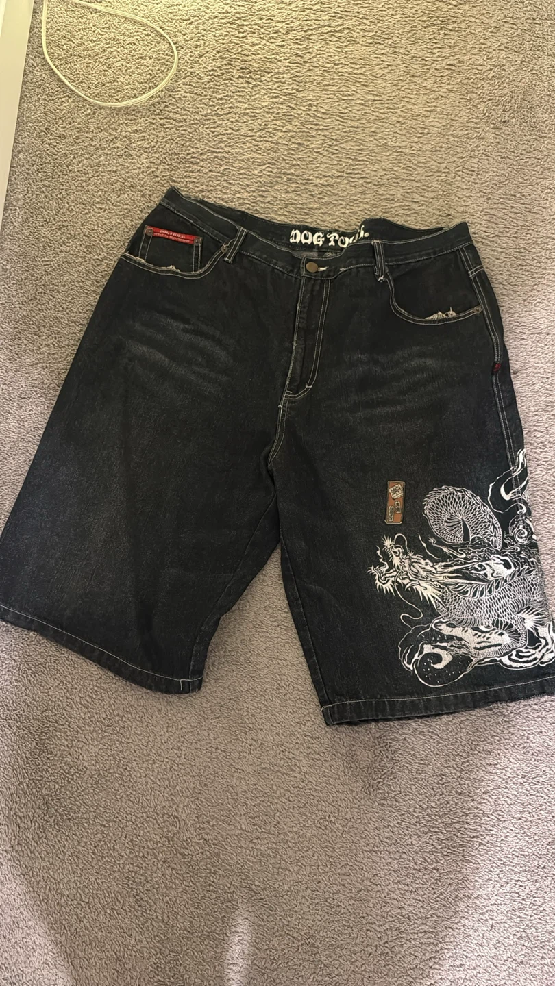 Dogtown Dragon Embroidered Denim Shorts