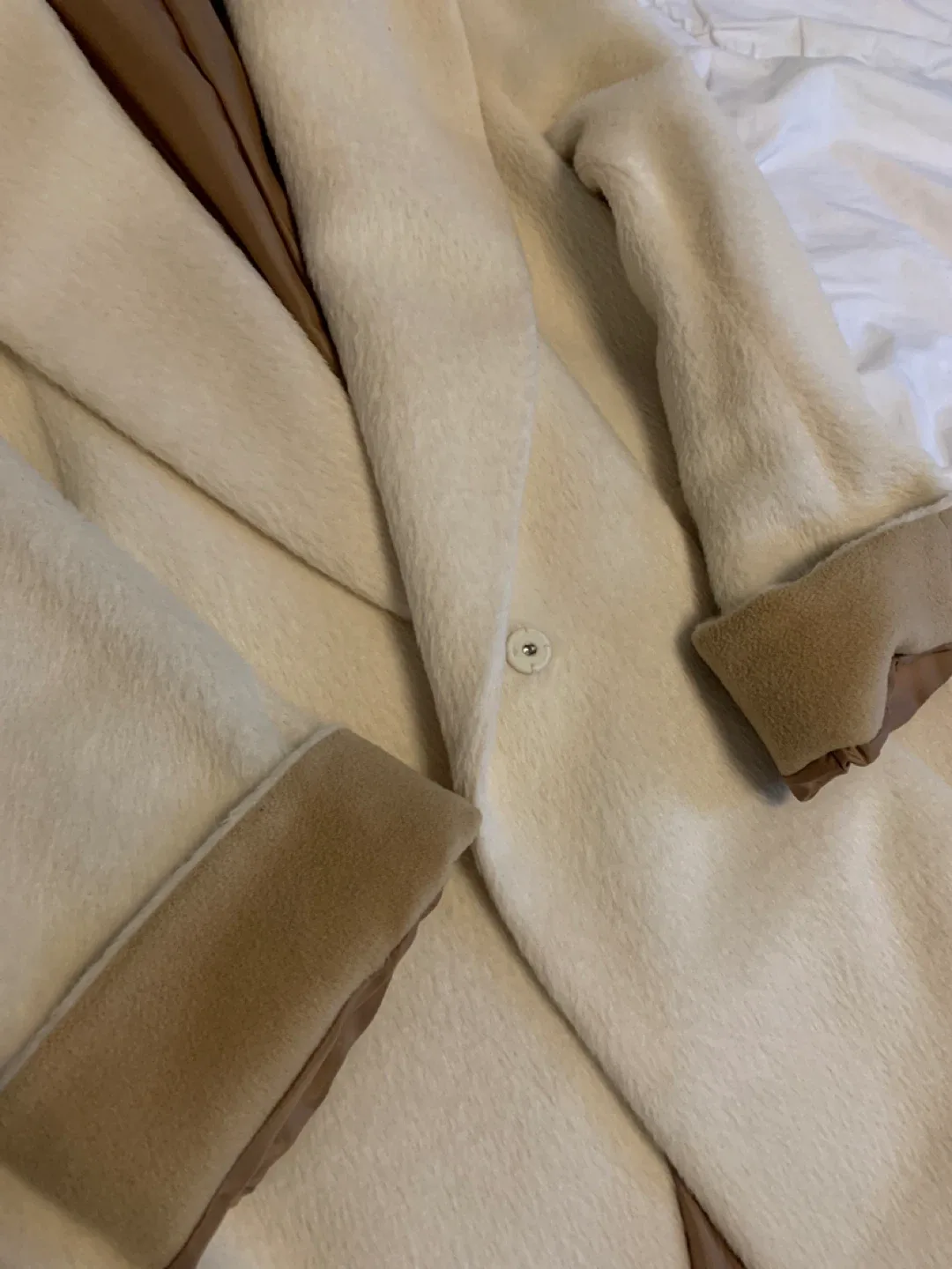 alpaca and wool Coat - Cream (XS size) image indicator(3)