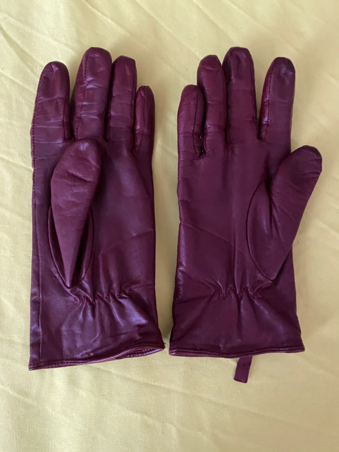 Jessica Burgundy Leather Gloves - Size 7