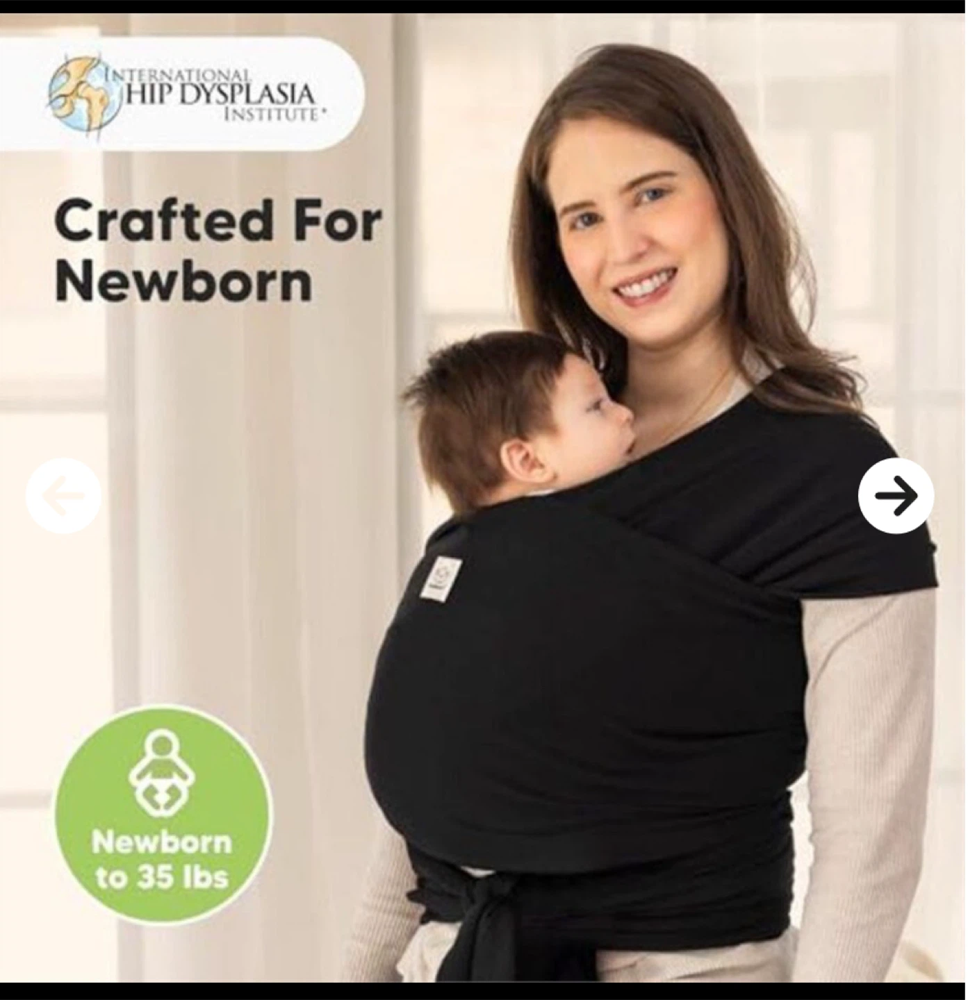 KeaBabies Original Baby Wrap Carrier - Trendy Black - photo 2