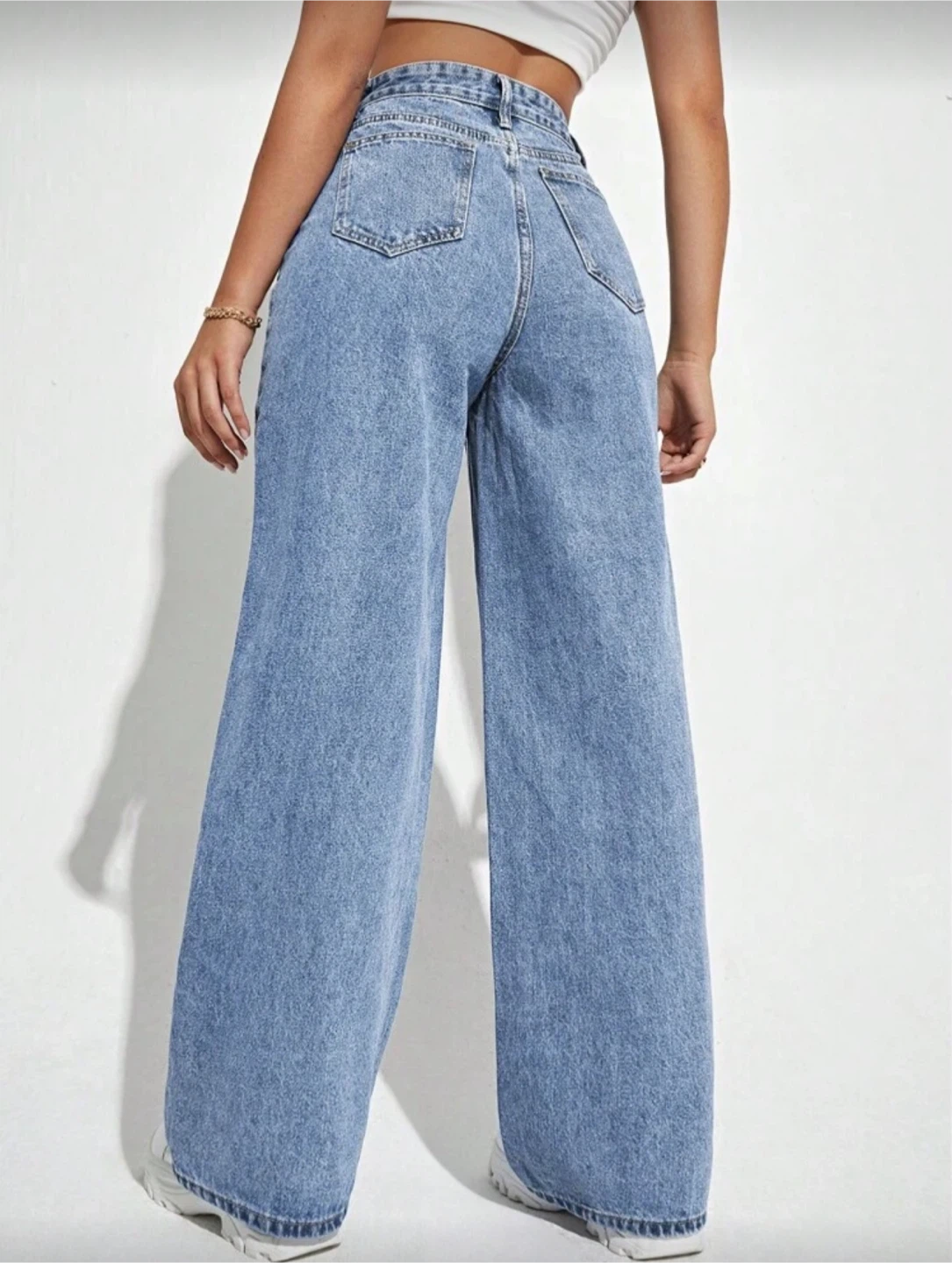 Wide Leg Jeans - Light Wash Denim - photo 2