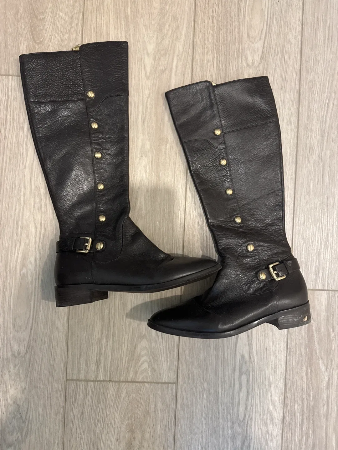 Michael Kors Black Leather Riding Boots, Size 7 image indicator(2)