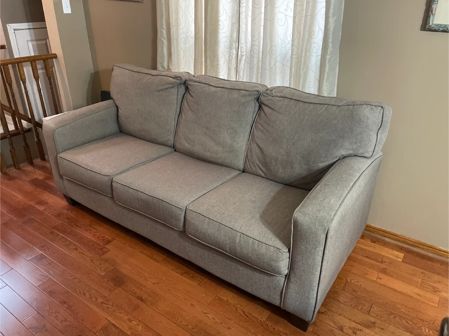 Grey Loveseat Sofa with Brown Quilted Cover image indicator(7)