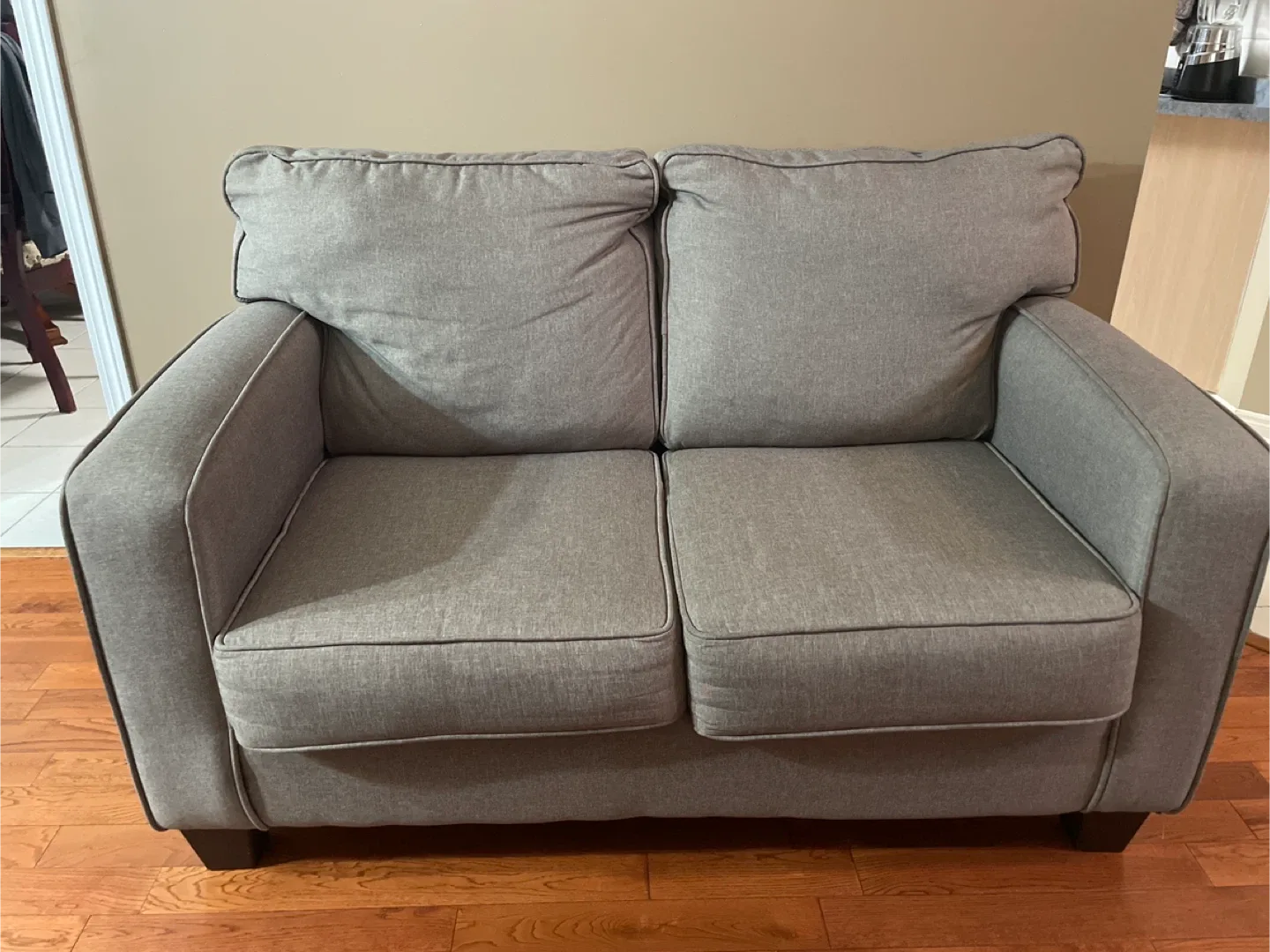 Grey Loveseat Sofa with Brown Quilted Cover image indicator(5)