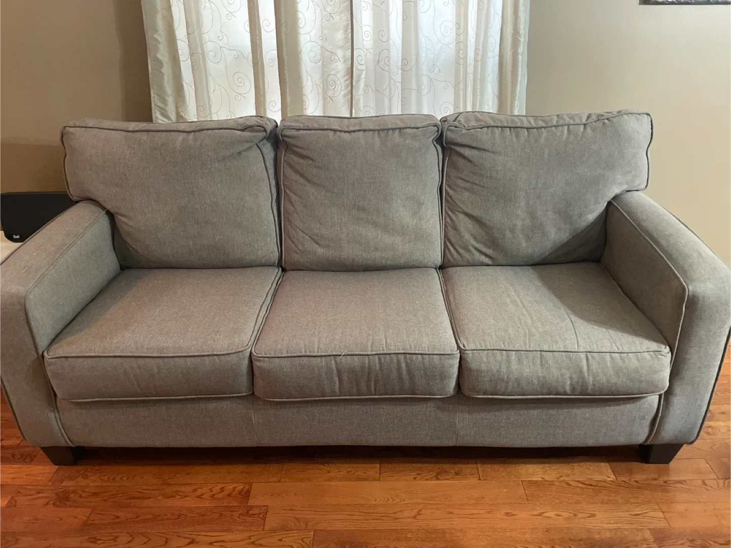 Grey Loveseat Sofa with Brown Quilted Cover image indicator(6)