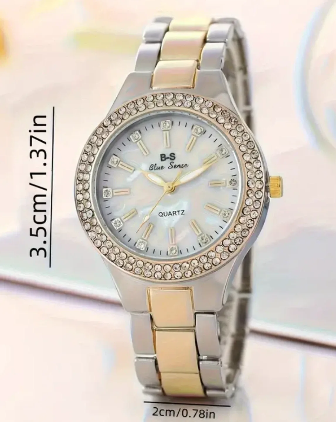 B-S Blue Sense Quartz Watch. Silver and gold- silver image indicator(2)