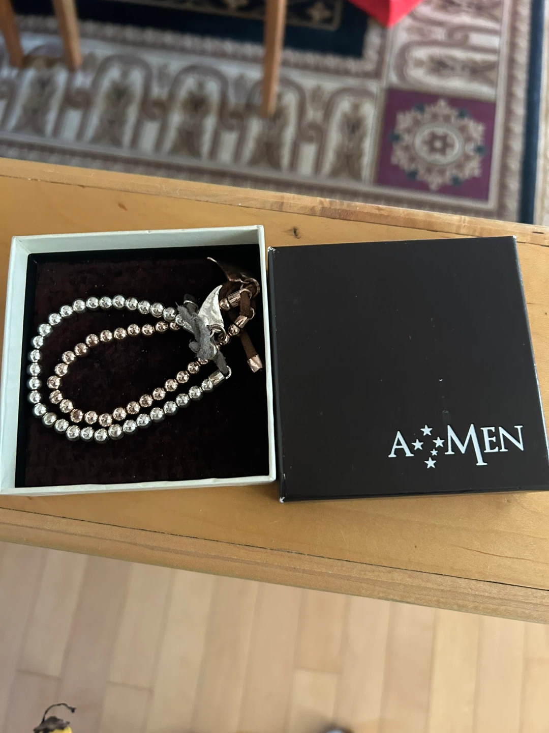 A-MEN Silver & Rose Gold Bracelet with Box