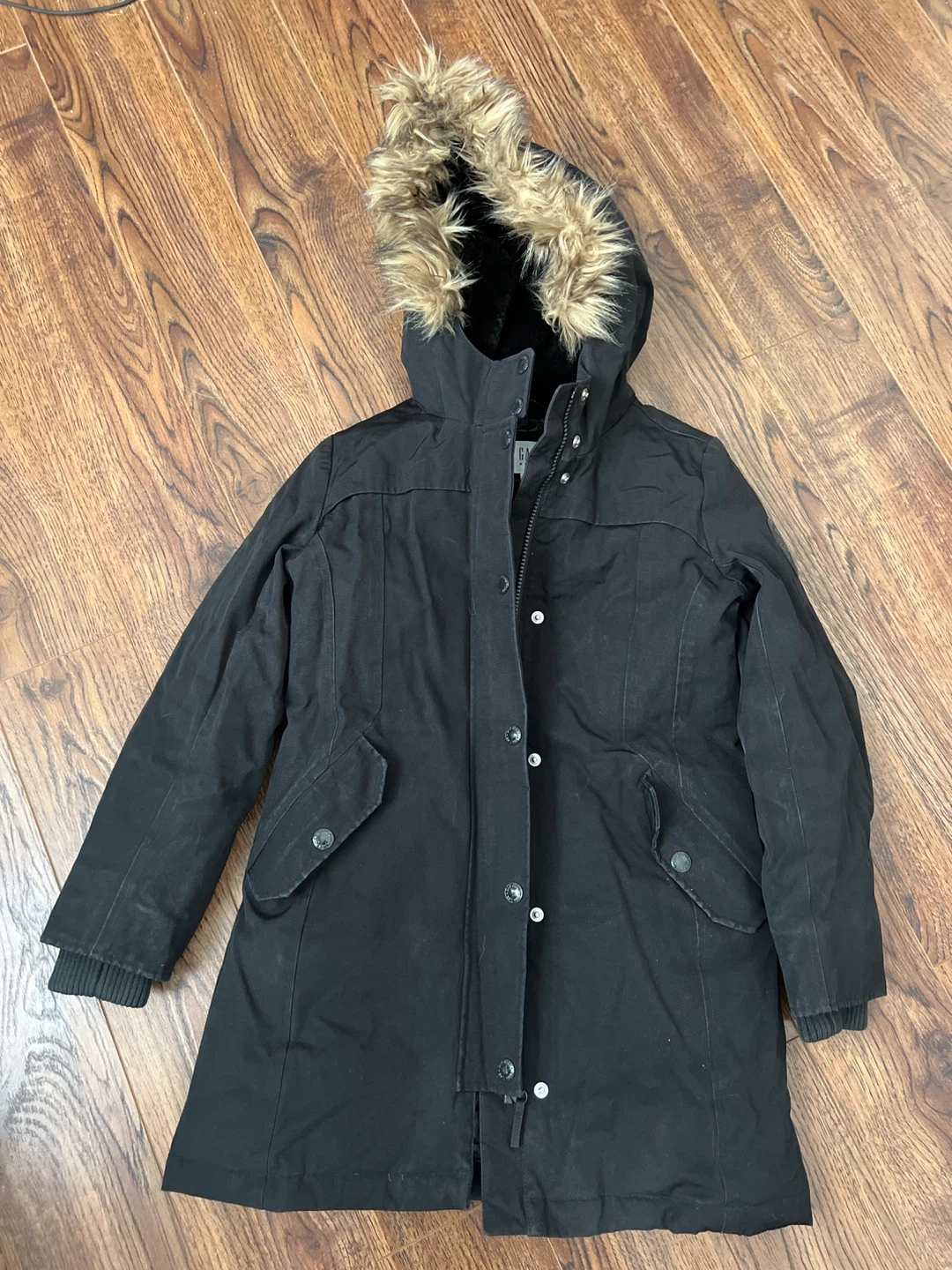 GAP Kids Girls Black Winter Coat - Size L (Regular)