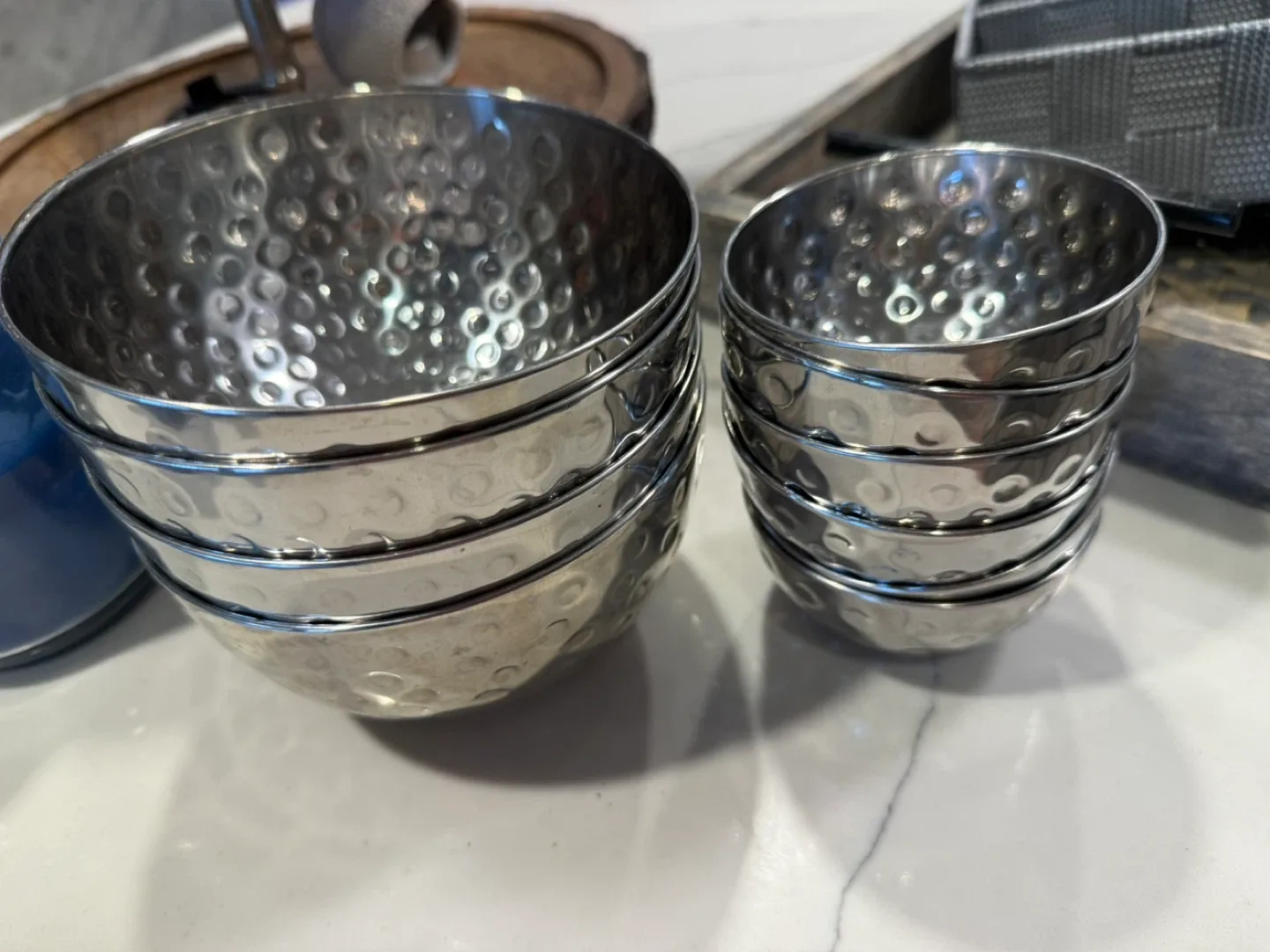 Hammered Stainless Steel Bowls - Set of 10 thumbnail