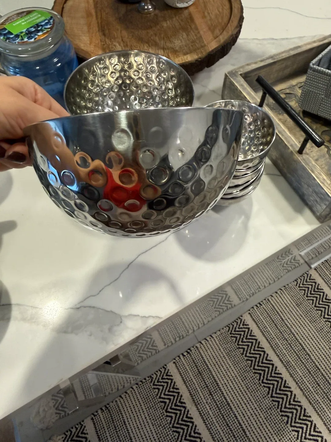 Hammered Stainless Steel Bowls - Set of 10 image indicator(3)