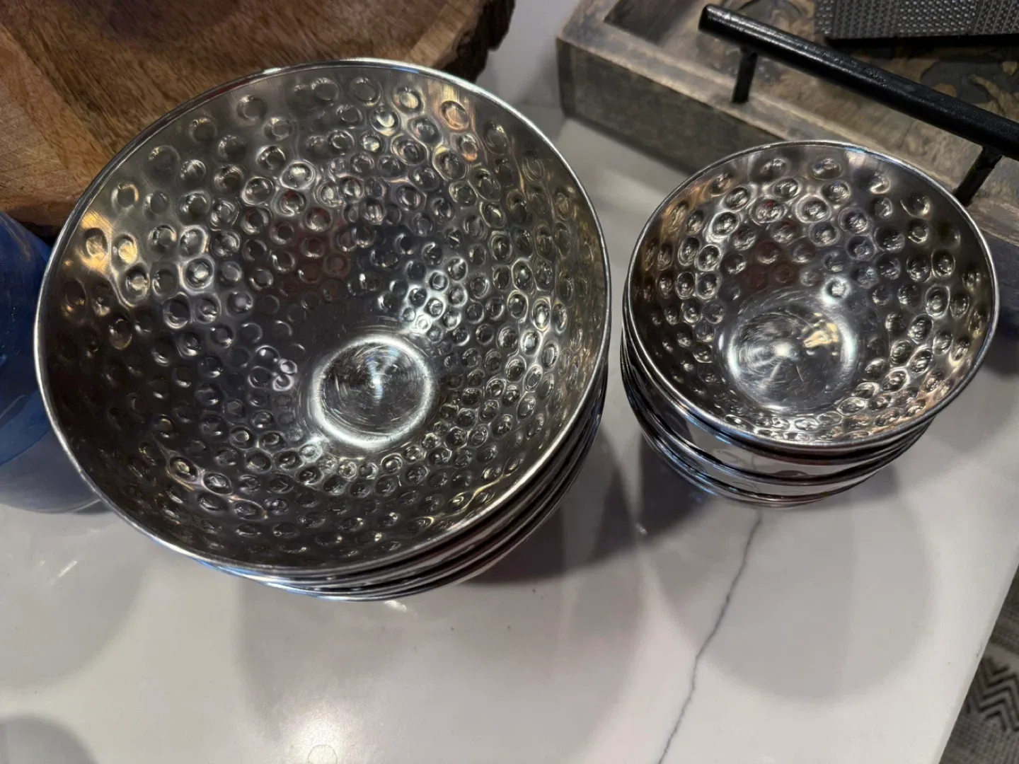Hammered Stainless Steel Bowls - Set of 10 image indicator(2)