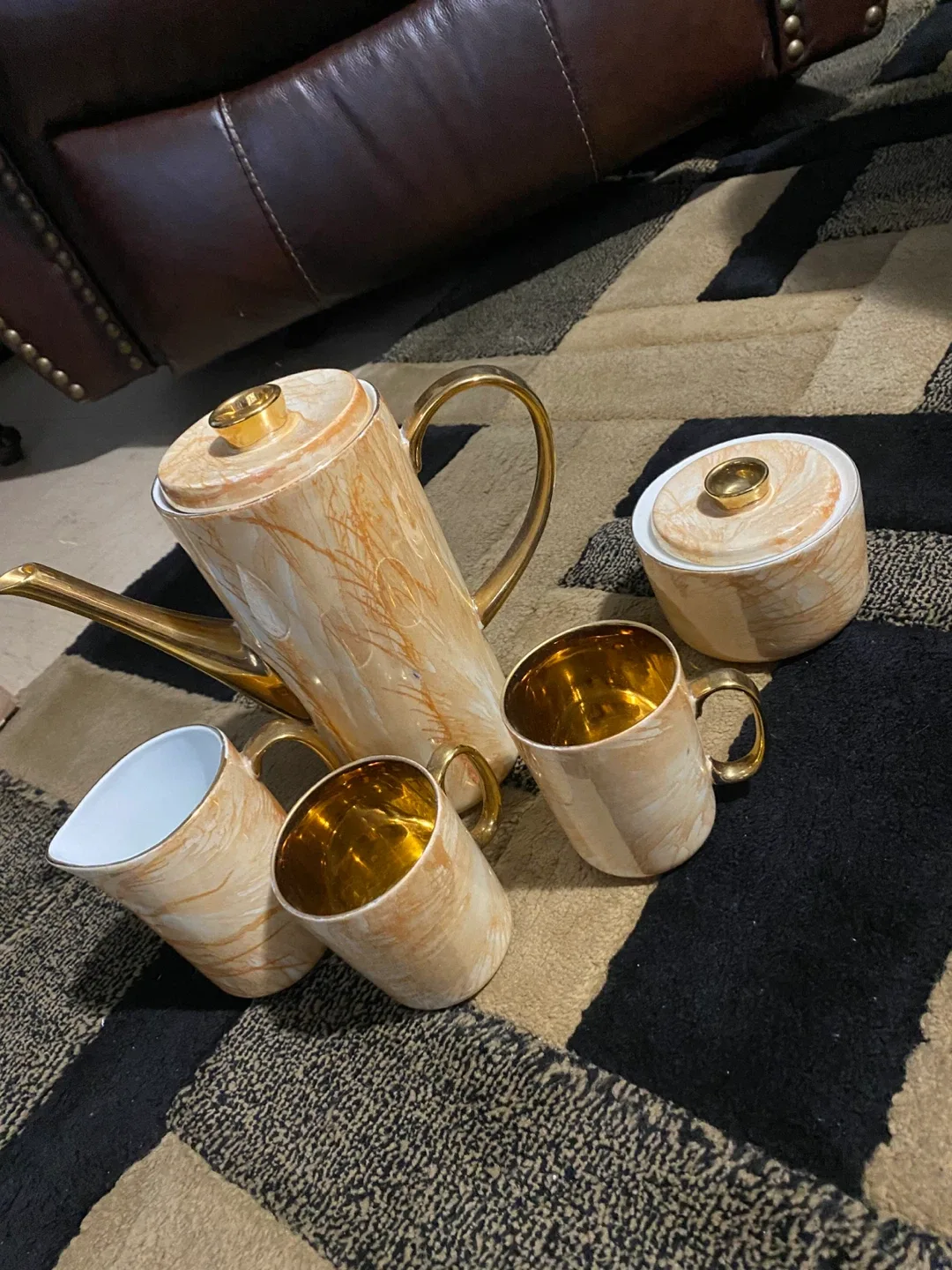 Tea Set with Gold Accents