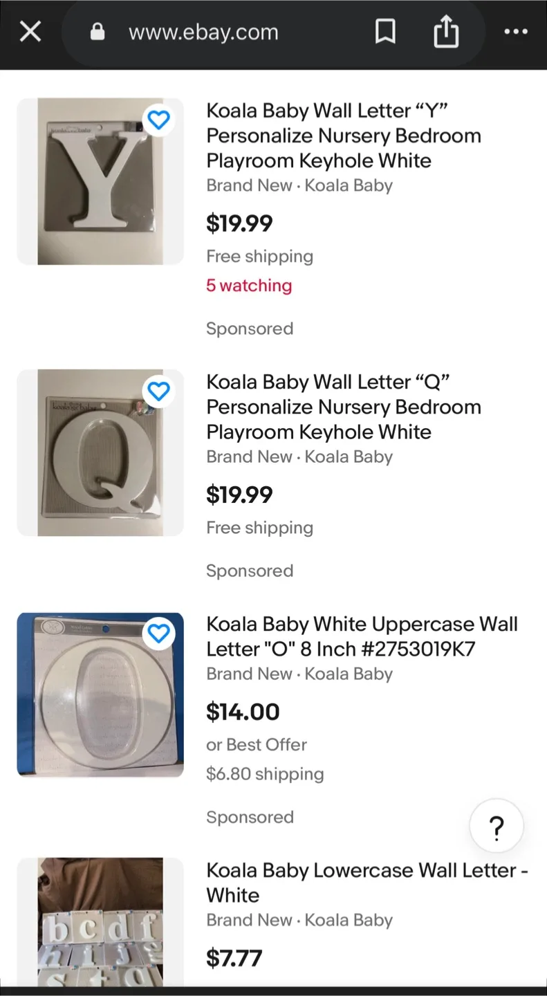 Koala Baby White Letter S & A - New! image indicator(8)