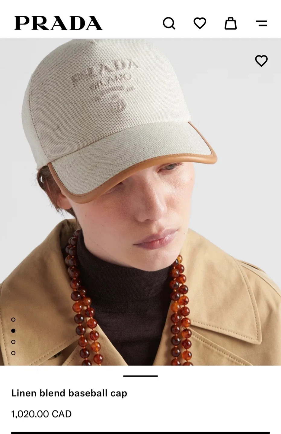 Prada Milano Linen Blend Baseball Cap image indicator(3)