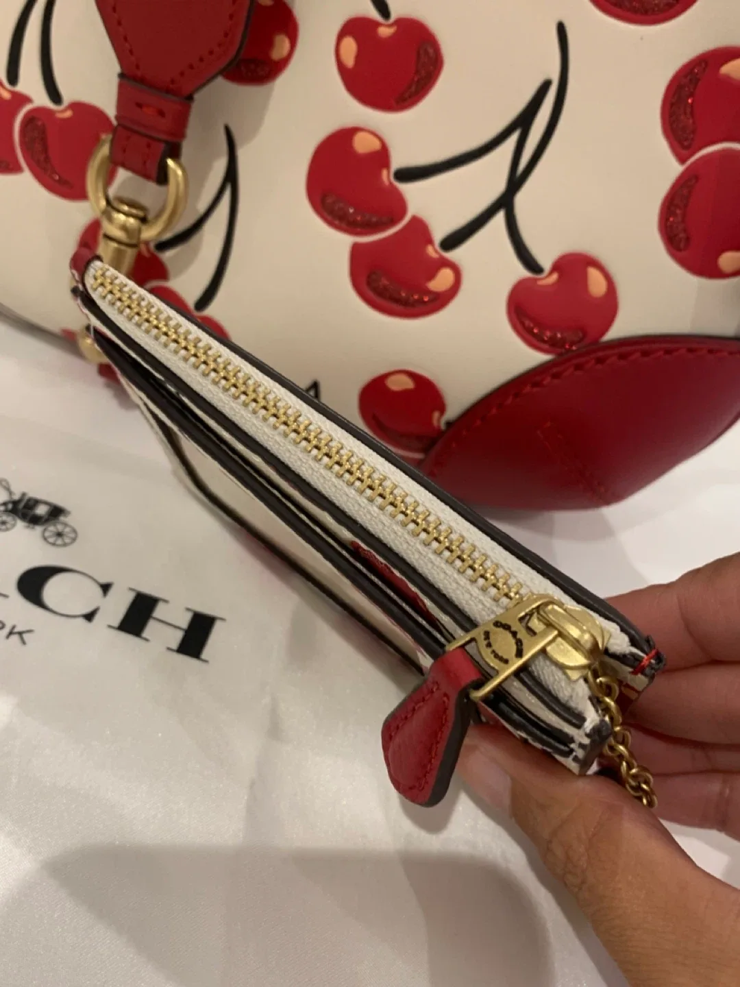 🍒 New Coach Cherry Leather Cardholder Wallet 🍒 image indicator(9)