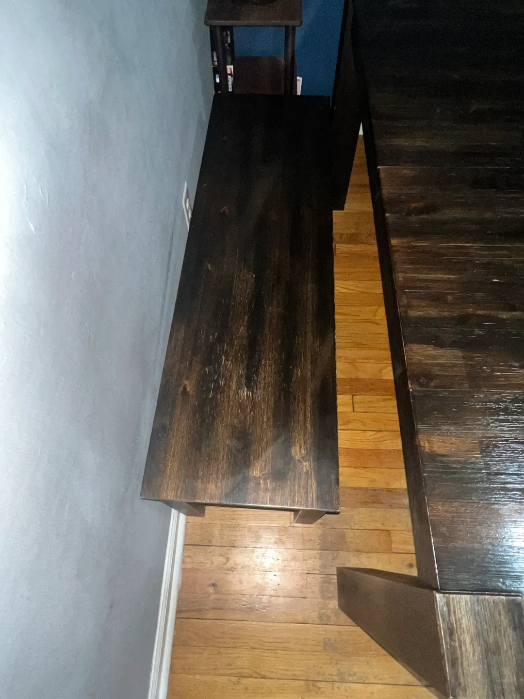 Dark Wood Dining Table with 3 Chairs & Bench image indicator(3)