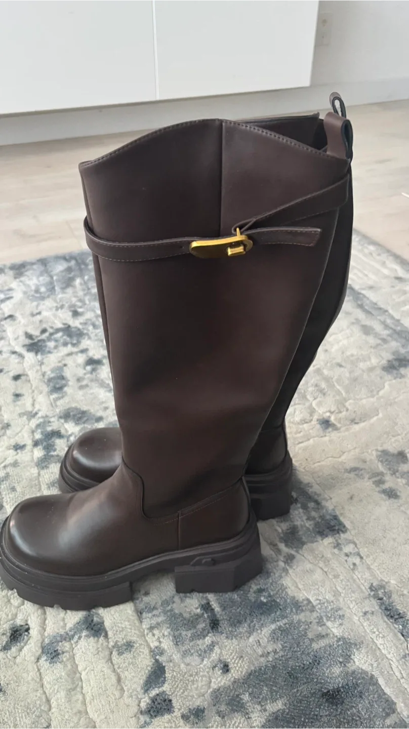 Brown Knee High Boots, Size 8 image indicator(2)