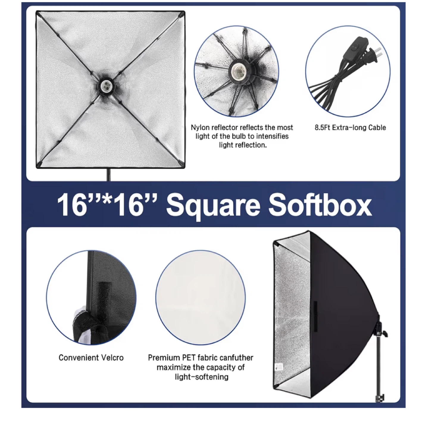 SYTEX 16"x16" Square Softbox Lighting Kit - photo 2