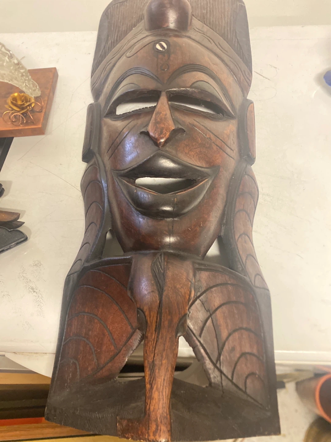 Vintage Hand Carved Wooden Mask