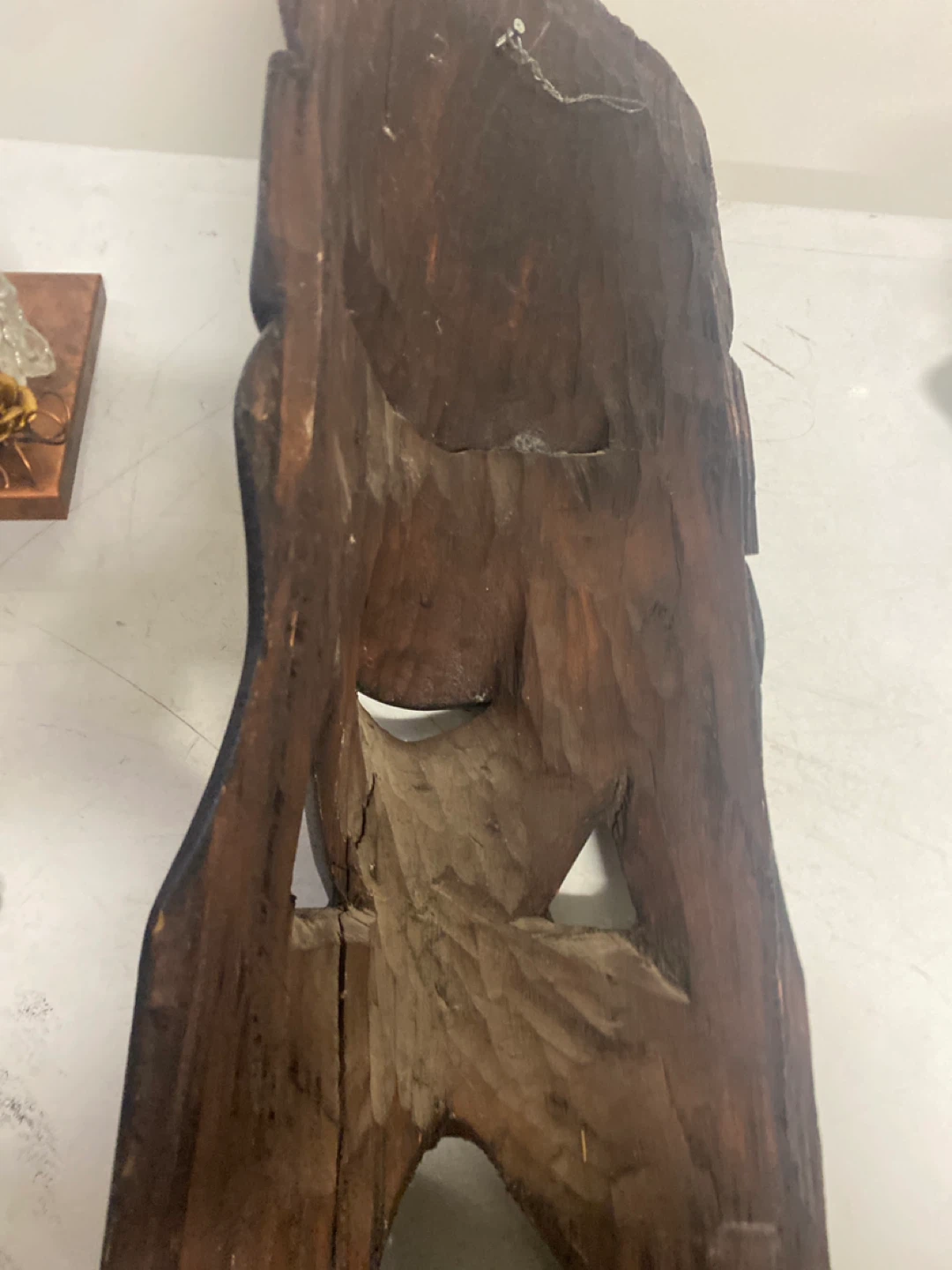 Vintage Hand Carved Wooden Mask - photo 3