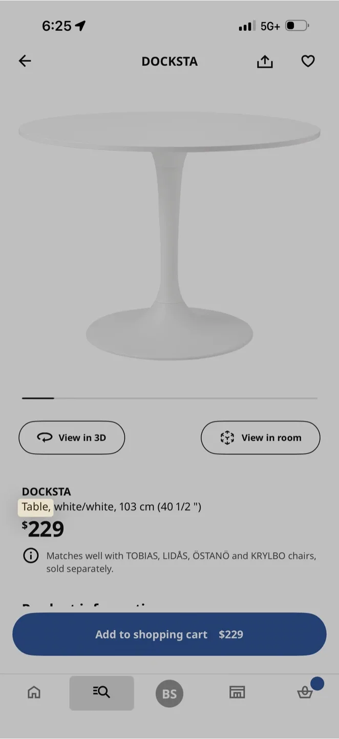IKEA DOCKSTA White Round Dining Table - Small Scratch