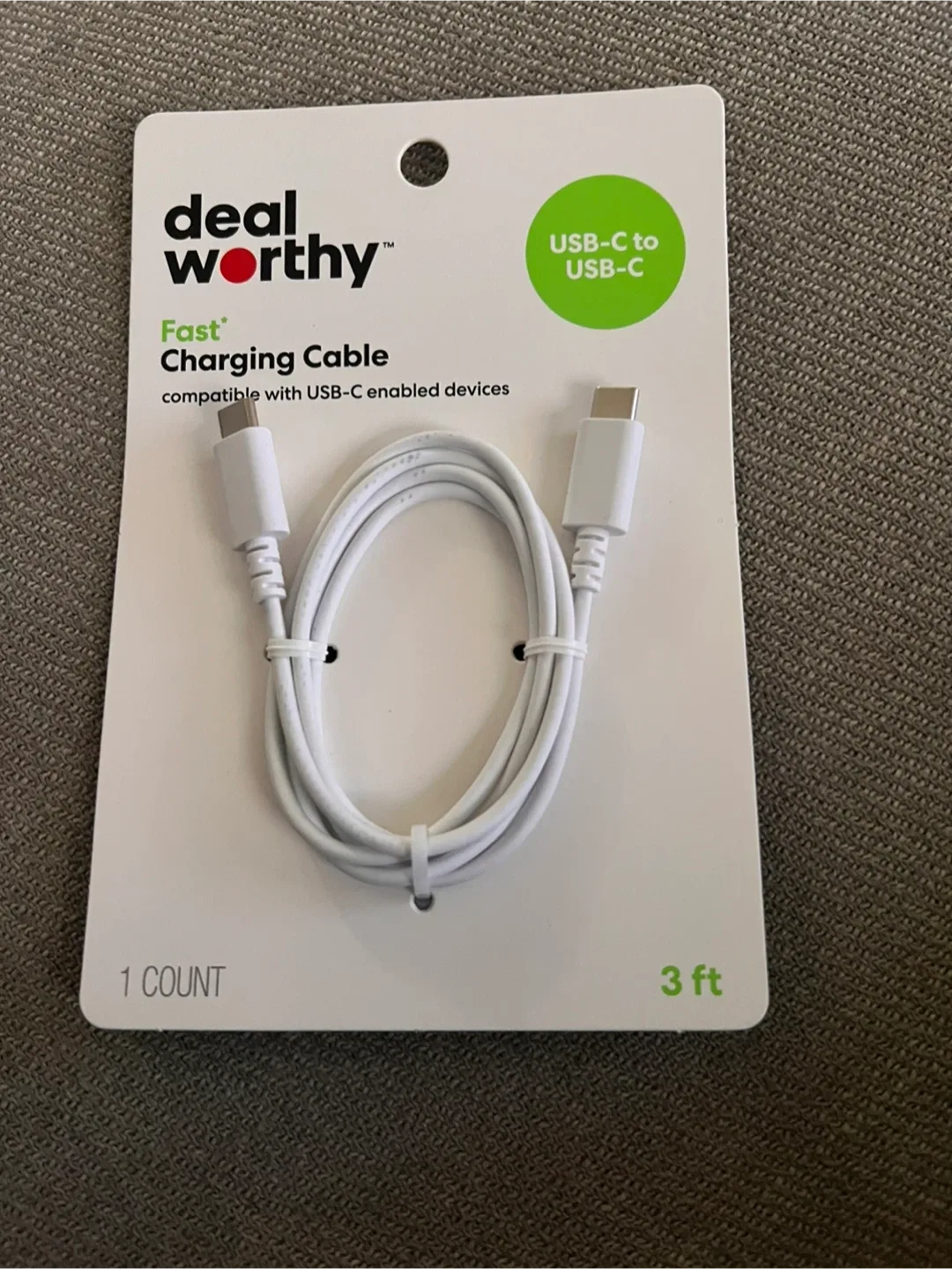 Dealworthy USB-C to USB-C Fast Charging Cable - 3ft - White image indicator(5)