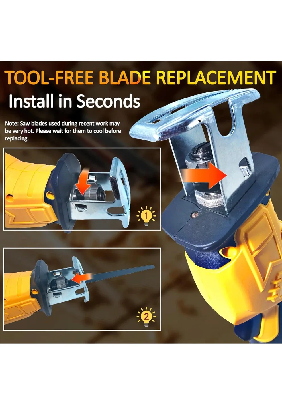 Reciprocating Saw Compatible with DeWalt 20V Battery image indicator(5)
