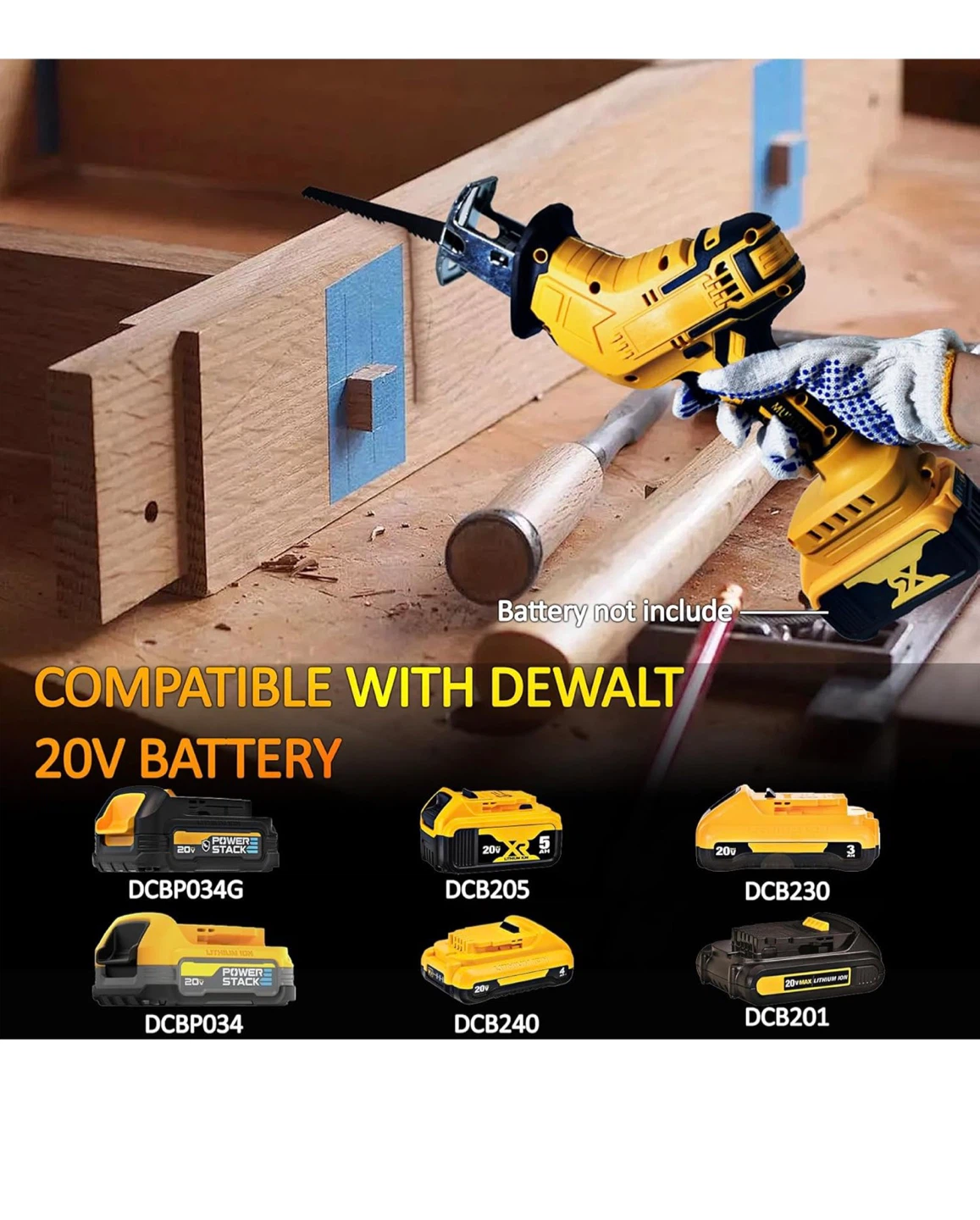 Reciprocating Saw Compatible with DeWalt 20V Battery - photo 4