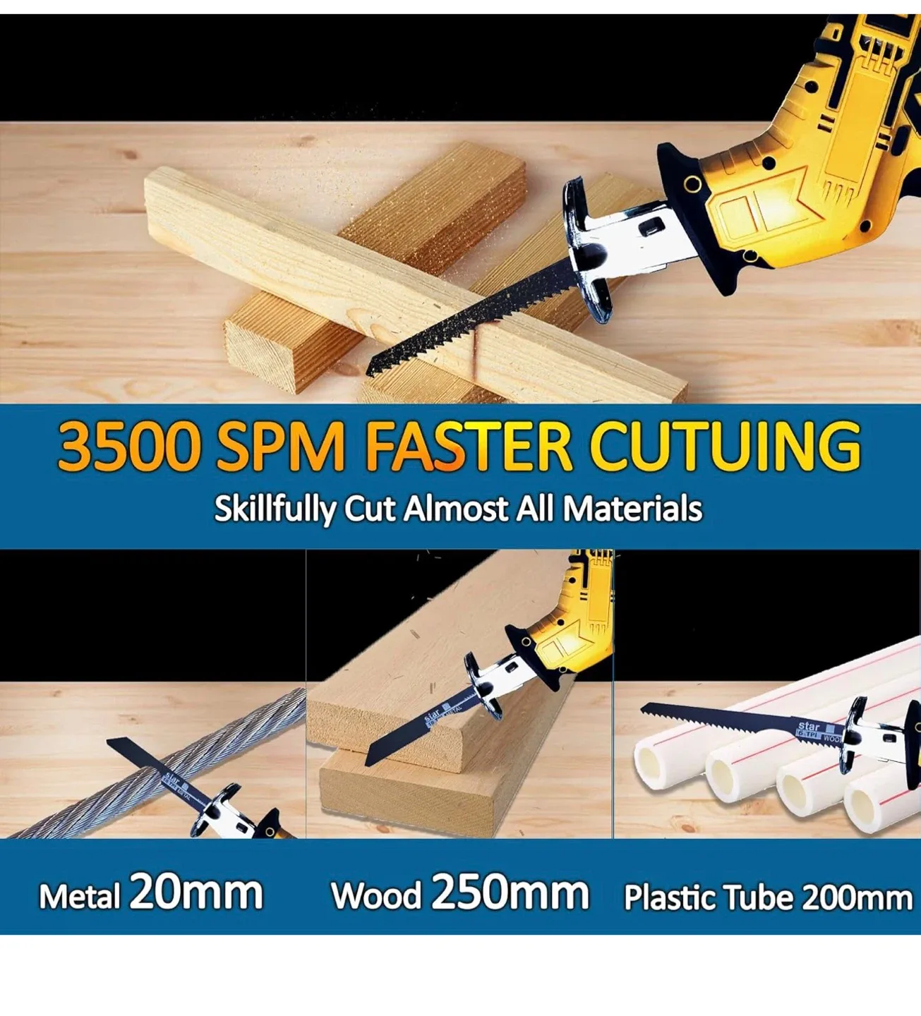 Reciprocating Saw Compatible with DeWalt 20V Battery image indicator(2)