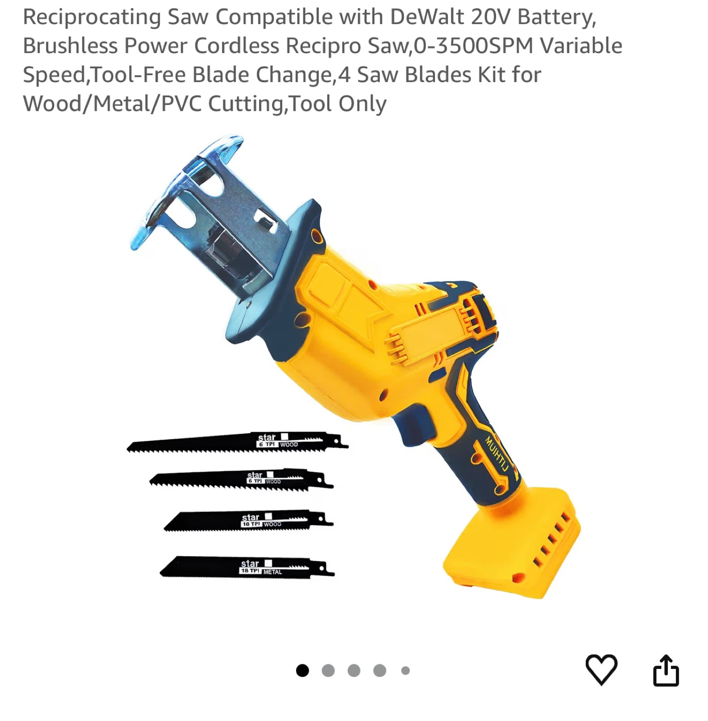 Reciprocating Saw Compatible with DeWalt 20V Battery